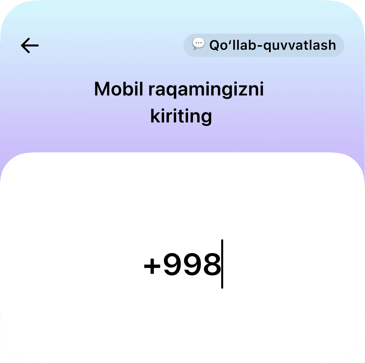 Telefon raqamingiz va e-mailingizni kiriting